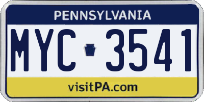 PA license plate MYC3541