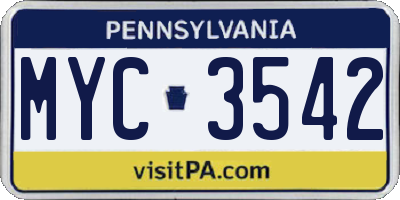 PA license plate MYC3542