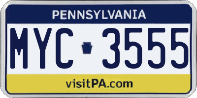 PA license plate MYC3555