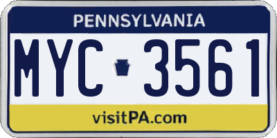 PA license plate MYC3561