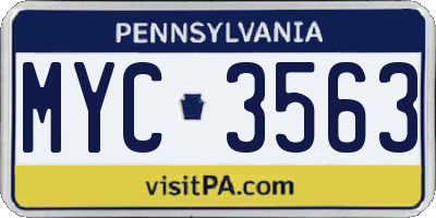 PA license plate MYC3563