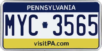 PA license plate MYC3565