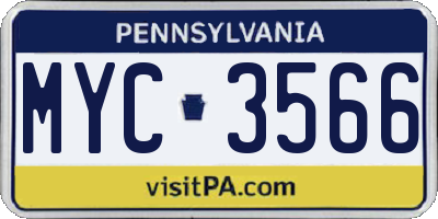 PA license plate MYC3566