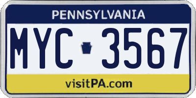 PA license plate MYC3567