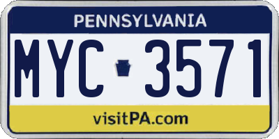 PA license plate MYC3571