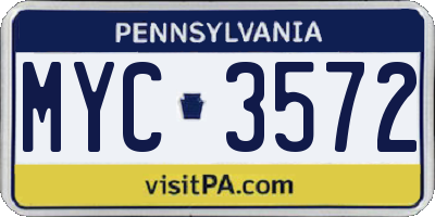PA license plate MYC3572