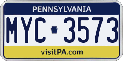 PA license plate MYC3573