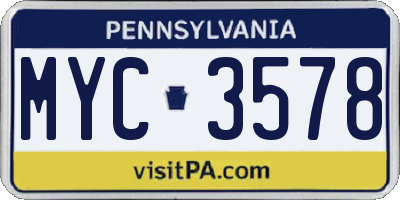 PA license plate MYC3578