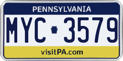 PA license plate MYC3579