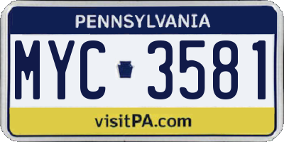 PA license plate MYC3581