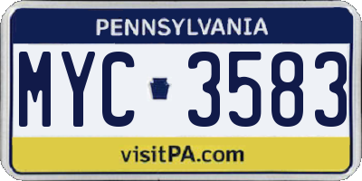PA license plate MYC3583