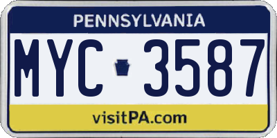PA license plate MYC3587