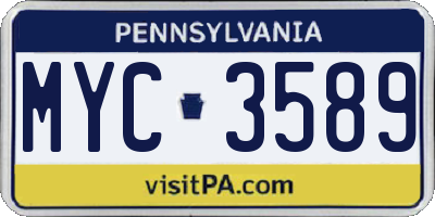 PA license plate MYC3589