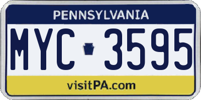 PA license plate MYC3595