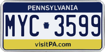 PA license plate MYC3599