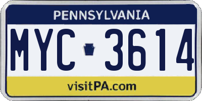 PA license plate MYC3614