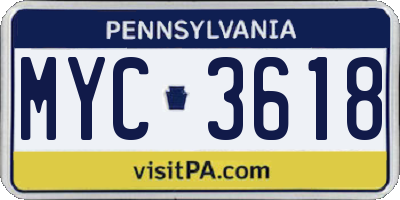 PA license plate MYC3618