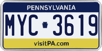 PA license plate MYC3619