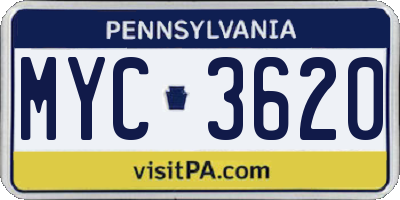 PA license plate MYC3620