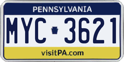 PA license plate MYC3621