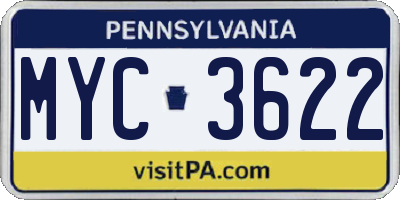 PA license plate MYC3622