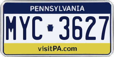 PA license plate MYC3627