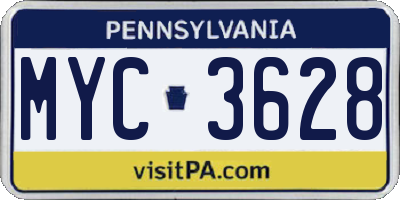 PA license plate MYC3628