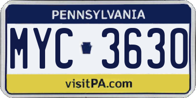 PA license plate MYC3630