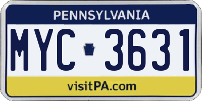 PA license plate MYC3631