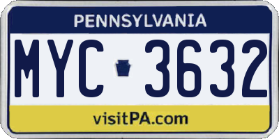 PA license plate MYC3632