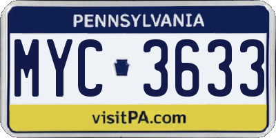 PA license plate MYC3633
