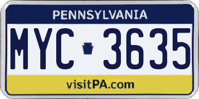 PA license plate MYC3635