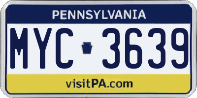 PA license plate MYC3639
