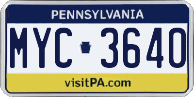 PA license plate MYC3640