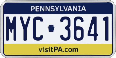 PA license plate MYC3641