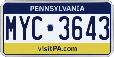 PA license plate MYC3643