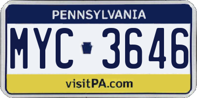 PA license plate MYC3646