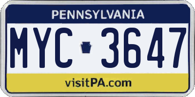 PA license plate MYC3647