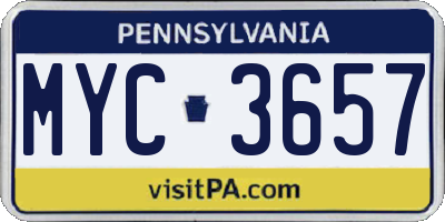 PA license plate MYC3657