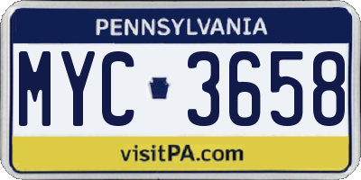 PA license plate MYC3658