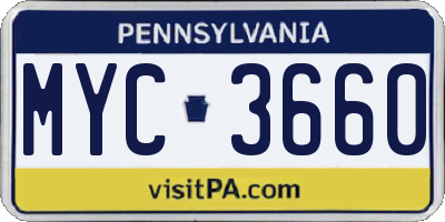 PA license plate MYC3660