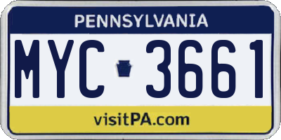 PA license plate MYC3661