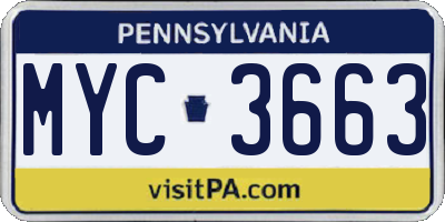 PA license plate MYC3663