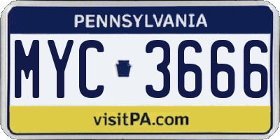 PA license plate MYC3666