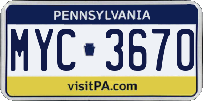 PA license plate MYC3670