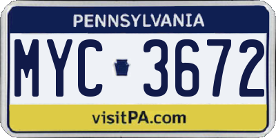PA license plate MYC3672