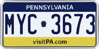 PA license plate MYC3673
