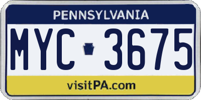 PA license plate MYC3675