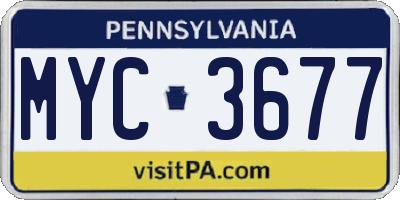 PA license plate MYC3677