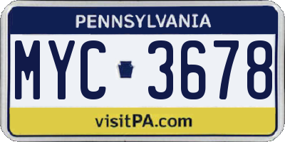 PA license plate MYC3678